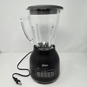 Oster Black Countertop Blender with Clear Glass Pitcher and Black Lid